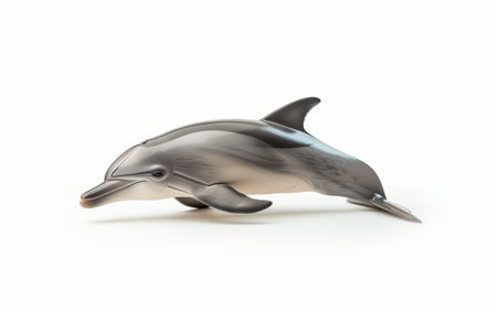 Elegantly swimming dolphin captured mid-motion with smooth skin and a gentle expressionの素材