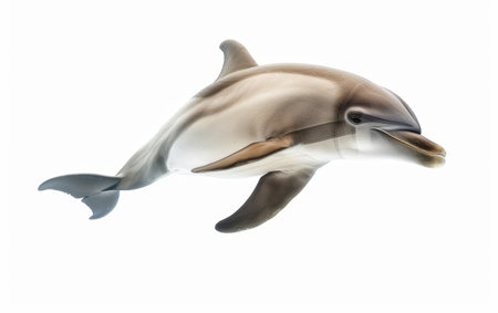 Elegantly swimming dolphin captured mid-motion with smooth skin and a gentle expressionの素材