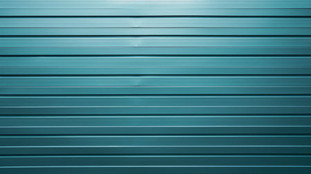 A full frame of teal metal louvers, showing a repetitive linear pattern and texture. The color and detail offer a mix of industrial vibe and visual rhythm.の素材