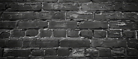 This black brick wall features a unique gloss, giving the texture an additional dimension. The smooth, shiny surface reflects light, creating an interplay of shadow and brightnessの素材
