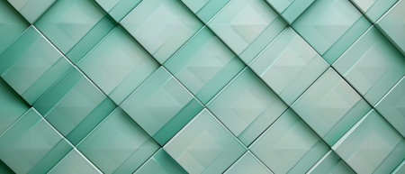 Capturing a serene atmosphere, this image features geometric tiles in soothing light green shades. The design promotes a sense of calm and relaxation with its harmonious patternの素材