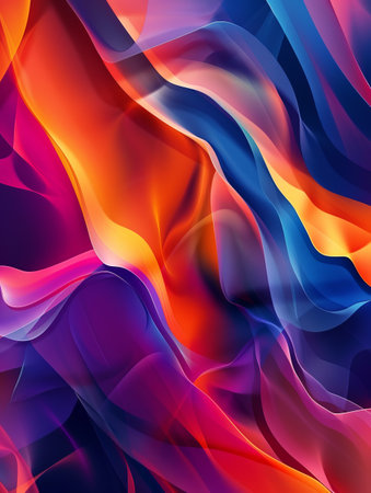 Vibrant abstract swirls of multicolored smoke, ideal for backgrounds or artistic compositionsの素材