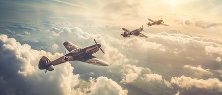 A formation of military jets, likely at an airshow, flying in a tight formation across a clear blue skyの素材