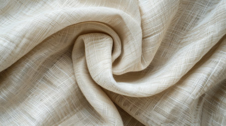 Close-up of a beige linen textile with a delicate weave. Texture backgroundの素材