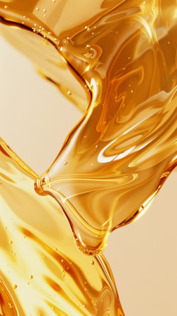 Swirling patterns of golden liquid form a kaleidoscopic display, with captivating twists, turns, and reflections that mesmerize the viewerの素材