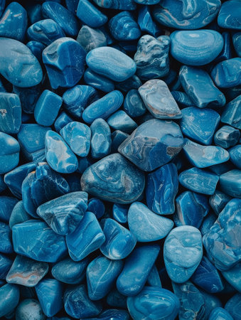 A breathtaking arrangement of tumbled, swirling turquoise stones, their vibrant hues and mesmerizing patterns creating a captivating natural work of artの素材