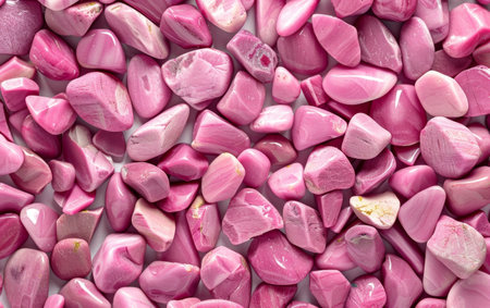 A captivating collection of vibrant pink stones in various irregular shapes and sizes, creating a mesmerizing and visually striking natural textureの素材