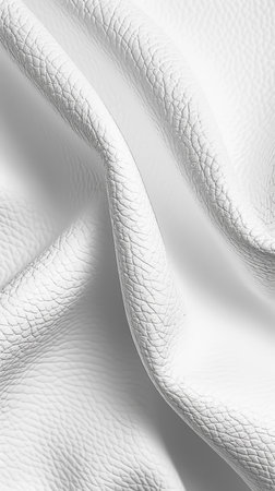 An elegant, high-resolution image of white leather texture, with a focus on the luxurious, crinkled detailsの素材