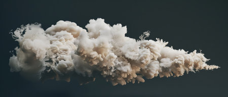 A stunningly detailed smoke explosion spreads across a muted gray backdrop, exhibiting both power and subtletyの素材