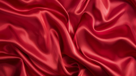 Undulating waves of striking crimson fabric, flowing and folding in a mesmerizing display of elegance and passionの素材