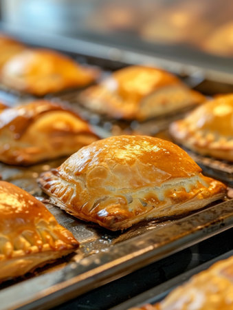 Freshly baked Maltese pastizzi, a beloved traditional savory pastry filled with either creamy ricotta or hearty pea. These flaky, golden-brown treats offer a delightful taste of Maltese culinaryの素材