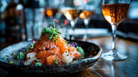 Icelandic hakarl on a small dish, served with shots of Brennivin. A unique and traditional Icelandic delicacyの素材