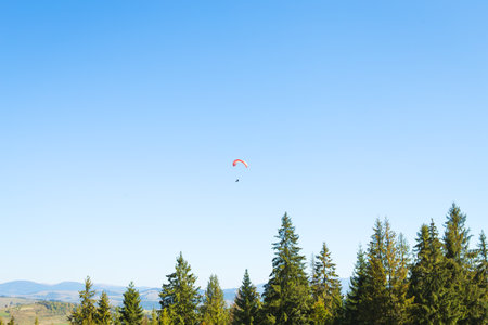 beautiful view of the ski lift in Pilipets Ukraine.の写真素材