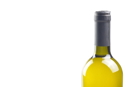 Bottle of fine Italian white wine isolated on white backgroundの写真素材