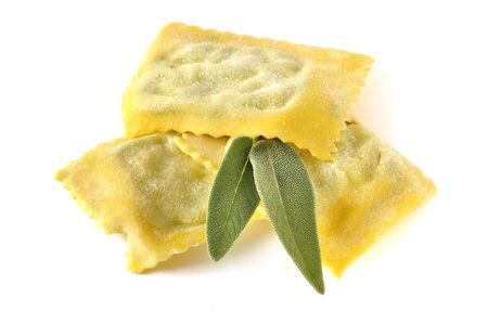 Ravioli, italian egg pasta filled with ricotta and spinachの写真素材