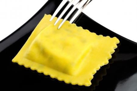 Ravioli, italian egg pasta filled with ricotta and spinachの写真素材