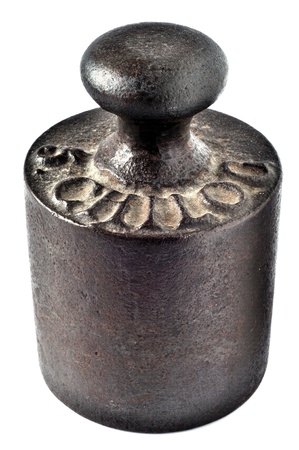 Old weight scale isolated on whiteの写真素材