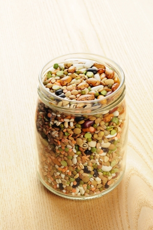 Pulses soup mixture in a jarの写真素材