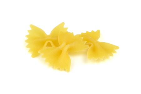 Farfalle, italian raw pasta, isolated on whiteの写真素材