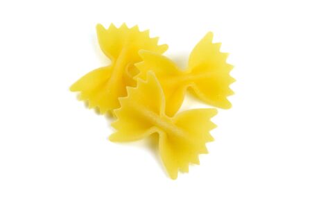 Farfalle, italian raw pasta, isolated on whiteの写真素材