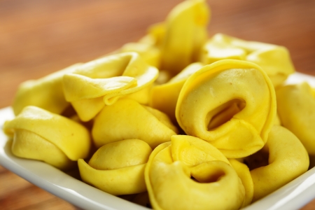 Tortellini, fresh egg pasta, italian food, closeupの写真素材