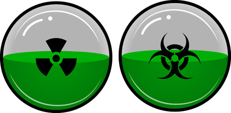 Dangerous, radioactive liquid in a container in the shape of a sphereのイラスト素材