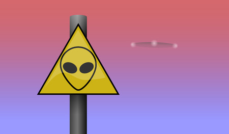 Danger road signs for UFOのイラスト素材