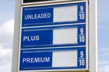 Sign that usually shows price of gas with no numbers. Fill in your own prices.の写真素材