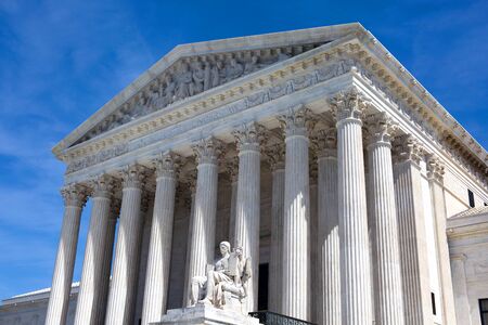 The facade of the United States Supreme Court building in Washington, D.C.のeditorial素材