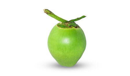 Green coconut isolated on white background.の写真素材