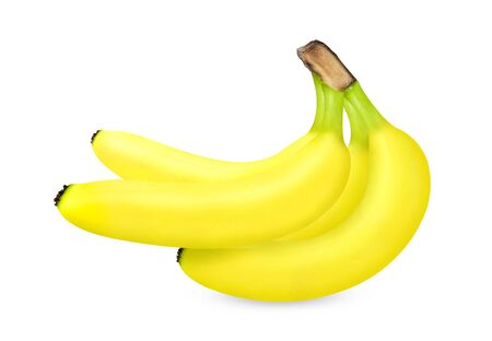Ripe yellow bananas fruits, bunch of ripe bananas with dark spots on a white background with  .の写真素材