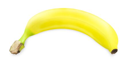 ripe banana isolated on white background withの写真素材
