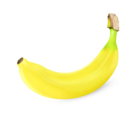 ripe banana isolated on white background withの写真素材