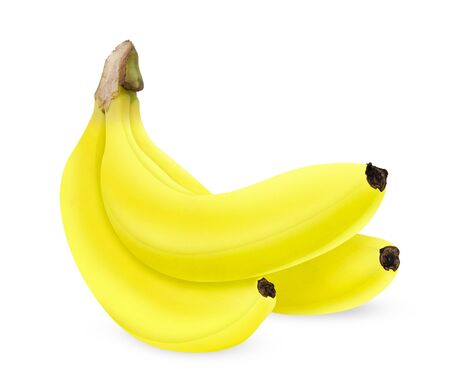 ripe banana isolated on white background withの写真素材