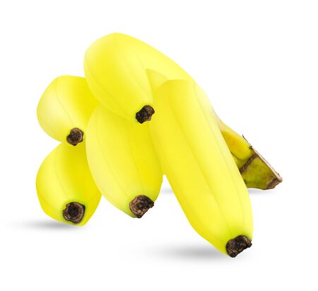 ripe banana isolated on white background withの写真素材