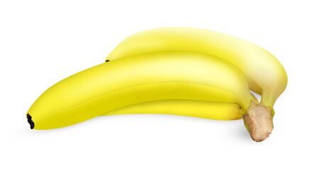ripe banana isolated on white background withの写真素材