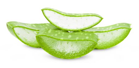 Aloe vera leaves isolated on white backgroundの写真素材
