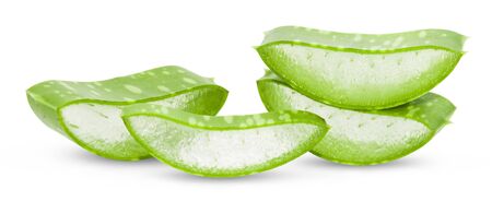 Aloe vera leaves isolated on white backgroundの写真素材