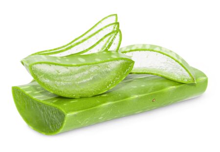 Aloe vera leaves isolated on white backgroundの写真素材