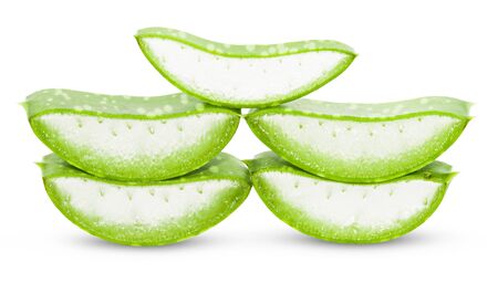 Aloe vera leaves isolated on white backgroundの写真素材