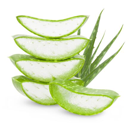 Aloe vera leaves isolated on white background の写真素材