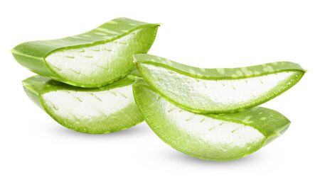 Aloe vera leaves isolated on white background の写真素材