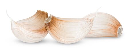 Isolated garlic. Raw garlic with segments isolated on white backgroundの写真素材