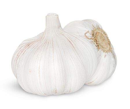 Isolated garlic. Raw garlic with segments isolated on white backgroundの写真素材