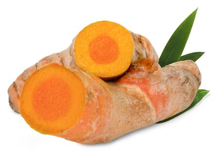turmeric isolated on white backgroundの写真素材