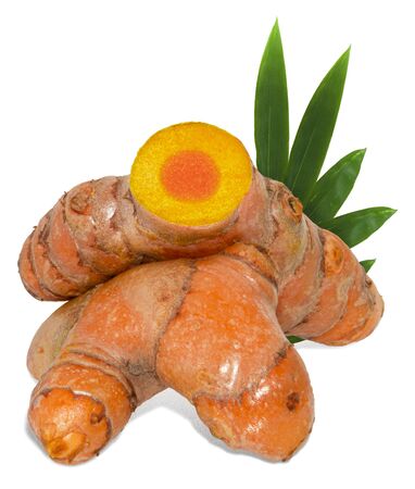 turmeric isolated on white backgroundの写真素材