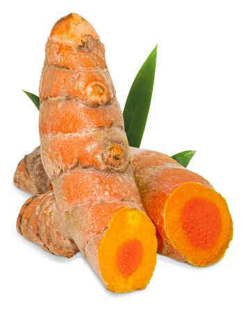turmeric isolated on white backgroundの写真素材