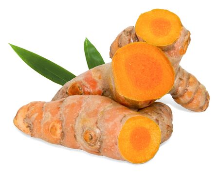 turmeric isolated on white backgroundの写真素材