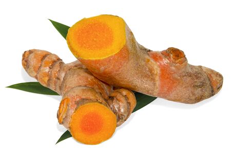 turmeric isolated on white backgroundの写真素材
