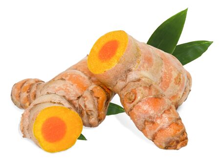 turmeric isolated on white backgroundの写真素材